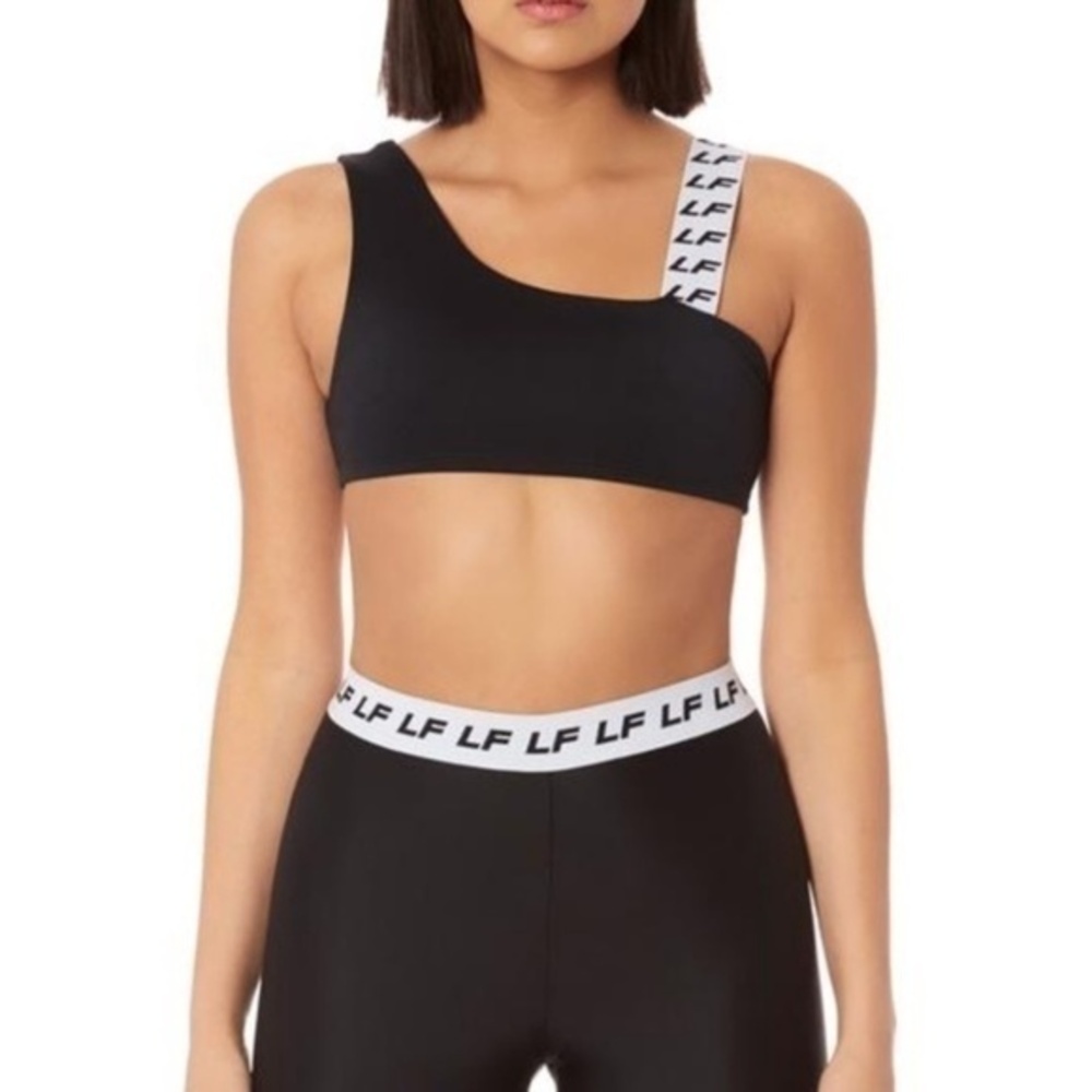 LF The Brand Logo One Shoulder Tank Bra Black Size Small